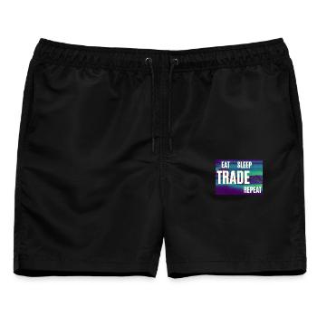 Eat Sleep Trade Repeat - Männer Badeshorts - Schwarz - Vorne - AI Model Male 178 light (178cm)