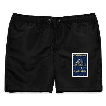 Cornwall England – Art-Déco Reiseposter - Männer Badeshorts - Schwarz - Vorne - AI Model Male 178 light (178cm)