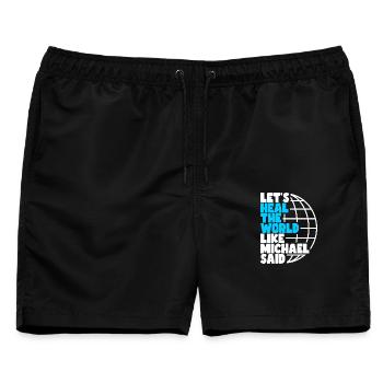 Heal the World - Earth Statement - Männer Badeshorts - Schwarz - Vorne - AI Model Male 178 light (178cm)