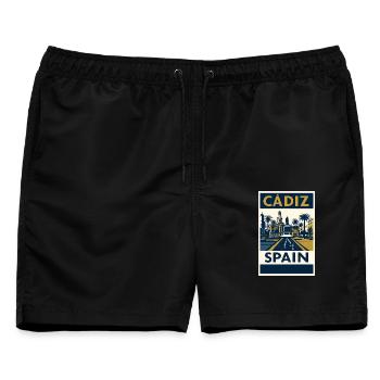 Cádiz Spanien – Retro Reiseposter Navy/Gold - Männer Badeshorts - Schwarz - Vorne - AI Model Male 178 light (178cm)