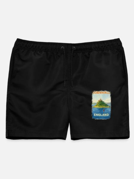 Cornwall England – Aquarell Reiseposter - Männer Badeshorts - Schwarz