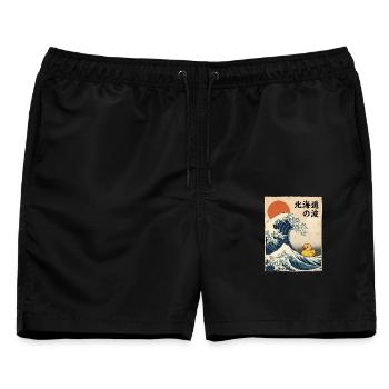 Japan Große Welle Von Hokkaido Stil Gummiente - Männer Badeshorts - Schwarz - Vorne - AI Model Male 178 light (178cm)