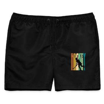 Feldhockey Damen Retro Vintage - Männer Badeshorts - Schwarz - Vorne - AI Model Male 178 light (178cm)