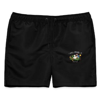 I will hendl it. Owa ned heit. – Dialekt Spruch - Männer Badeshorts - Schwarz - Vorne - AI Model Male 178 light (178cm)