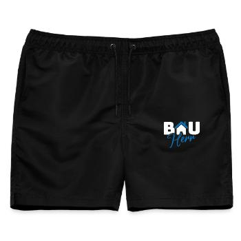 Bau Helm Haus Logo - Männer Badeshorts - Schwarz - Vorne - AI Model Male 178 light (178cm)