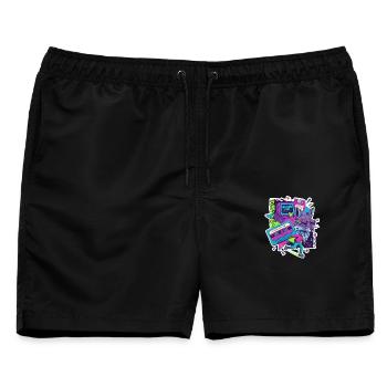 90s Cyber Punk - Männer Badeshorts - Schwarz - Vorne - AI Model Male 178 light (178cm)