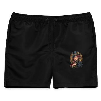 Steam Punk Schöne Frauen Steampunk - Männer Badeshorts - Schwarz - Vorne - AI Model Male 178 light (178cm)