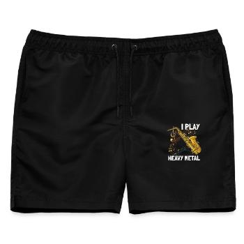 I play heavy metal Saxophon Saxophonspieler - Männer Badeshorts - Schwarz - Vorne - AI Model Male 178 light (178cm)