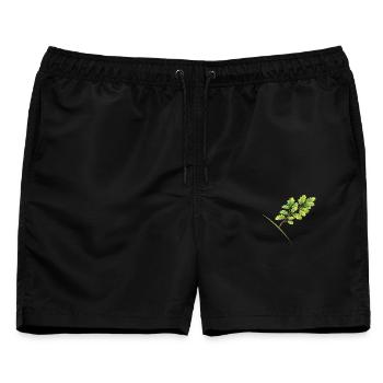Blätterzweig Eiche - Aquarell - Männer Badeshorts - Schwarz - Vorne - AI Model Male 178 light (178cm)