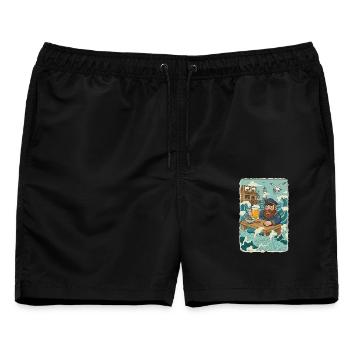 Letzte Nordsee Kneipe - Männer Badeshorts - Schwarz - Vorne - AI Model Male 178 light (178cm)