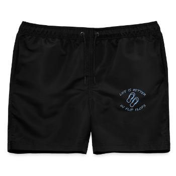 LIFE IS BETTER IN FLIP FLOPS - Männer Badeshorts - Schwarz - Vorne - AI Model Male 178 light (178cm)