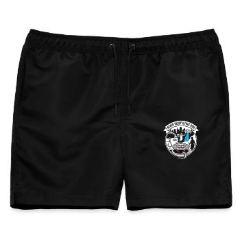 Never Trust a Free Ride – Urban Legend Art - Männer Badeshorts - Schwarz - Vorne - AI Model Male 178 light (178cm)