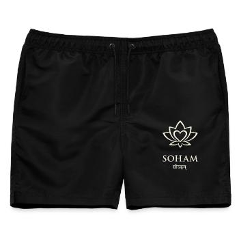 Soham Lotus Herz – Yoga Meditation Shirt - Männer Badeshorts - Schwarz - Vorne - AI Model Male 178 light (178cm)