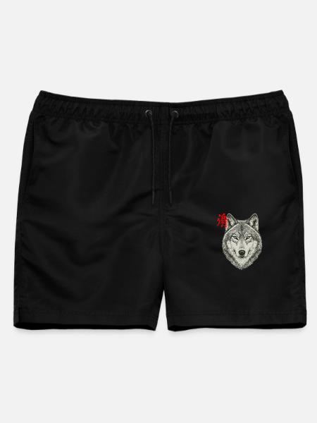 Wolf Asiatisch - Männer Badeshorts - Schwarz
