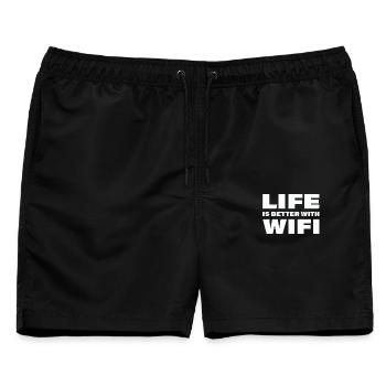 LIFE IS BETTER WITH WIFI - Männer Badeshorts - Schwarz - Vorne - AI Model Male 178 light (178cm)