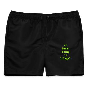 no numan being is illegal Kein Mensch ist illegal - Männer Badeshorts - Schwarz - Vorne - AI Model Male 178 light (178cm)