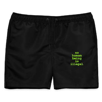 no numan being is illegal Kein Mensch ist illegal - Männer Badeshorts - Schwarz - Vorne - AI Model Male 178 light (178cm)