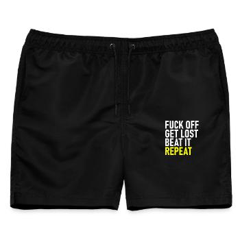 Verpiss dich, verlier dich wiederholt - Männer Badeshorts - Schwarz - Vorne - AI Model Male 178 light (178cm)