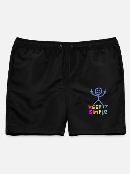 Strichmännchen Mittelfinger - Männer Badeshorts - Schwarz