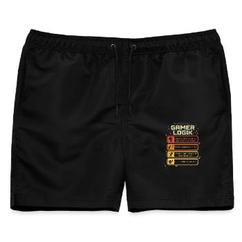 Gamer Logik Lustiges Gaming Design Retro Pixel - Männer Badeshorts - Schwarz - Vorne - AI Model Male 178 light (178cm)