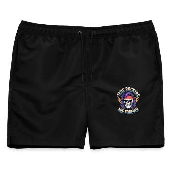  True Rockers Are Forever Totenkopf Rock Musik - Männer Badeshorts - Schwarz - Vorne - AI Model Male 178 light (178cm)