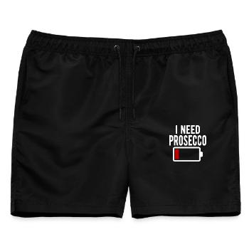 Ich brauche Prosecco Wine Funny Akkuentladung - Männer Badeshorts - Schwarz - Vorne - AI Model Male 178 light (178cm)