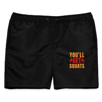 Fitness Fanatics You´ll Get Squats Calisthenics - Männer Badeshorts - Schwarz - Vorne - AI Model Male 178 light (178cm)