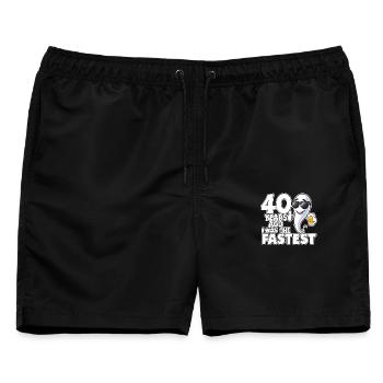 Vor 40 Jahren: Der schnellste lustige Geburtstag - Männer Badeshorts - Schwarz - Vorne - AI Model Male 178 light (178cm)