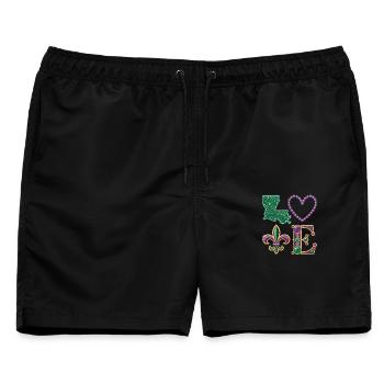 Mardi Gras Louisiana Shirt – Karneval Liebe - Männer Badeshorts - Schwarz - Vorne - AI Model Male 178 light (178cm)