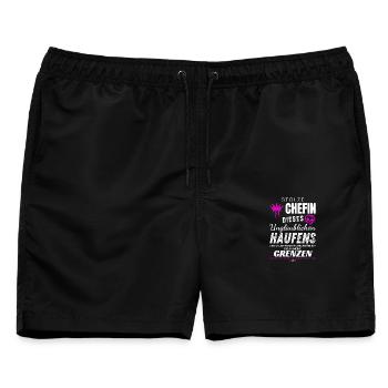 Stolze Chefin unglaublich Haufen Chefin Geschenke - Männer Badeshorts - Schwarz - Vorne - AI Model Male 178 light (178cm)