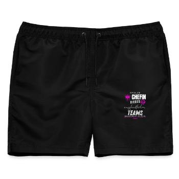 Stolze Chefin unglaubliches Team Chefin Geschenke - Männer Badeshorts - Schwarz - Vorne - AI Model Male 178 light (178cm)