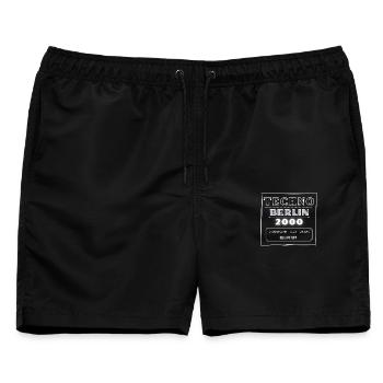 Techno Underground Club Logo - Männer Badeshorts - Schwarz - Vorne - AI Model Male 178 light (178cm)