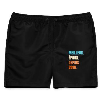 Bester Ehemann seit 2016 Geschenk-Ehemann - Männer Badeshorts - Schwarz - Vorne - AI Model Male 178 light (178cm)