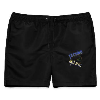 Techno Underground Club Logo - Männer Badeshorts - Schwarz - Vorne - AI Model Male 178 light (178cm)