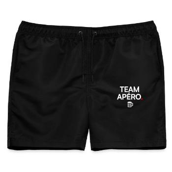 TEAM APÉRO | Minimaler Partyhumor - Männer Badeshorts - Schwarz - Vorne - AI Model Male 178 light (178cm)