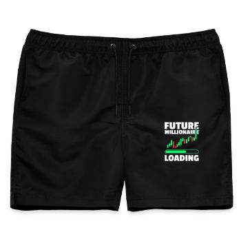 Future Millionaire Aktienmarkt Börse Trader - Männer Badeshorts - Schwarz - Vorne - AI Model Male 178 light (178cm)