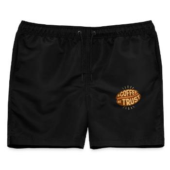 In Kaffee vertrauen wir - Männer Badeshorts - Schwarz - Vorne - AI Model Male 178 light (178cm)