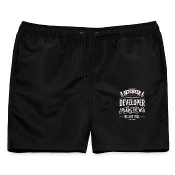 Frontend Entwickler – Web Schön Gestalten - Männer Badeshorts - Schwarz - Vorne - AI Model Male 178 light (178cm)
