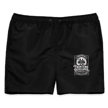 Frontend Meister: CSS HTML Kunst - Männer Badeshorts - Schwarz - Vorne - AI Model Male 178 light (178cm)