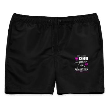 beste Chefin von verdammt lieben Mitarbeitern - Männer Badeshorts - Schwarz - Vorne - AI Model Male 178 light (178cm)