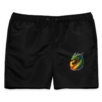 Feuer speiender Drache - Männer Badeshorts - Schwarz - Vorne - AI Model Male 178 light (178cm)