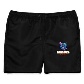 Explore Space Astronaut - Männer Badeshorts - Schwarz - Vorne - AI Model Male 178 light (178cm)