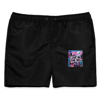 80s Retro Vintage Party - Männer Badeshorts - Schwarz - Vorne - AI Model Male 178 light (178cm)