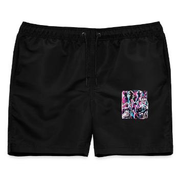 90s Retro Party - Männer Badeshorts - Schwarz - Vorne - AI Model Male 178 light (178cm)