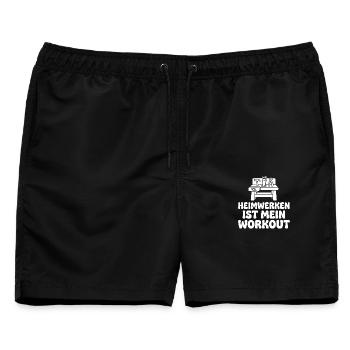 Heimwerken ist mein Workout Humor Spruch - Männer Badeshorts - Schwarz - Vorne - AI Model Male 178 light (178cm)