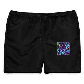 Retro Rave Electro - Männer Badeshorts - Schwarz - Vorne - AI Model Male 178 light (178cm)