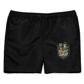 Französische Revolution Humor Spruch - Männer Badeshorts - Schwarz - Vorne - AI Model Male 178 light (178cm)