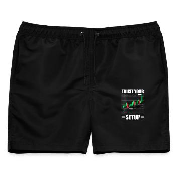 Trust your Setup Aktienmarkt Börse Trader - Männer Badeshorts - Schwarz - Vorne - AI Model Male 178 light (178cm)
