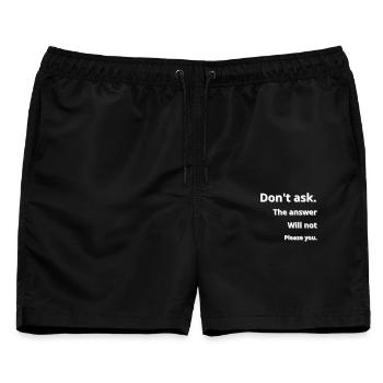 Frage lieber nicht - Männer Badeshorts - Schwarz - Vorne - AI Model Male 178 light (178cm)