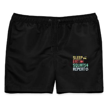 Fitness Fanatics Sleep Eat Squats Repeat - Männer Badeshorts - Schwarz - Vorne - AI Model Male 178 light (178cm)